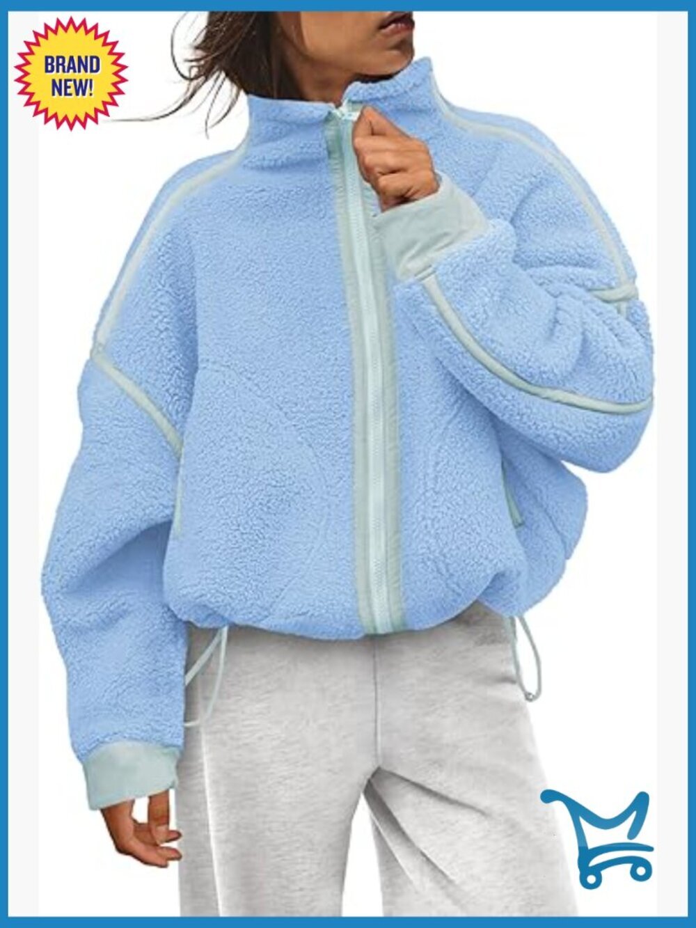 Oversized Fleece Jacket Zip Up Sherpa Jacket Warm Winter Coat Fuzzy Outerwear